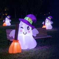 1.2m Halloween Inflatable Ghost with Witch Hat LED Outdoor Decoration