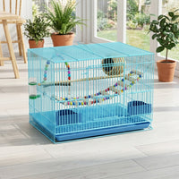 Pet Bird Cage for Small Birds, Foldable Breeder Cage with 1cm Bar Spacing, Indoor Home Habitat with Slide Out Tray, Single Level Cage Small Size