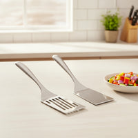 2 Pieces Barbecue Spatula Stainless Steel Grilling Turner Spatula with Slotted Blade Dishwasher Safe Utensil Easy to Clean