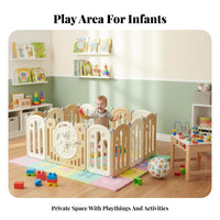 Customizable Shape Modular Baby Fence with Gate Child-Proof Lock Modular Playpen with Gate Stable and Secure Play Yard Easy to Assemble for Toddlers, Parents, Caregivers, Indoor, Playroom, Nursery, Living Room