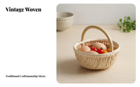 Wicker Storage Bin With Handle Round Wicker Basket Multi-Purpose for Gift Givers