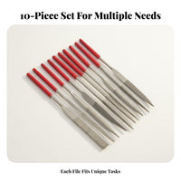 10 Pieces Professional Guitar Fret File Set Multipurpose Use Guitar Nut Slotting File Set Multifunctional for Luthiers, Guitarists, Fretwork