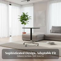 Rotatable Top Adjustable Round Pedestal Table Luxury Stone Look Pedestal Drink Table Minimalist design and living Room Furniture Movable for Apartment Dwellers, property owners, Students, Small areas, Bedroom, Lounge Area, Home Office