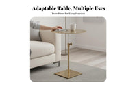 Adjustable Pedestal Table Movable Round Drink Stand Brushed Finish for Bedroom