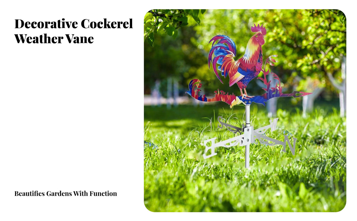 Weathercock Weather Vane Iron Art Colorful Metal Weathercock Weathervane for Farmers, Garden, Yard, Rooftop