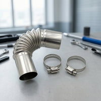 Metal Exhaust Tube Connector with Clamps Ribbed Exhaust Connector with Clamps 27mm Stable for Parking Heater