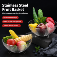 Stainless Steel Sieves and Strainers, 2 Piece Round Colander Basket with Handles, Perforated Sieve for Draining & Washing