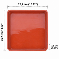 40cm Square Flower Pot Saucer, Red Synthetic Flower Pot Tray, for Indoor and Outdoor Plants