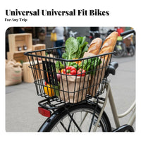 Rust-Resistant Rear Mount Cycle Basket Heavy Duty Rear Mount Bike Basket Waterproof Rain Cover Included for Grocery Shopping, Deliveries