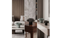 Marble Tray with Cylindrical Base Polished Mushroom Tray Sculptural for Living Room, Display Shelf, Study