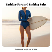 Long Sleeve Single-Piece Swimsuit Sun Protection women's Surfing Figure Suit Long Sleeve Zip Front Swimsuit Quick-Drying