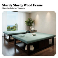 Solid Wood Massage Table Firm-Density Foam Padding Massage Bed with Arm Holes Wear-Resistant Comfort Upholstery Bed with Face Hole for Spas