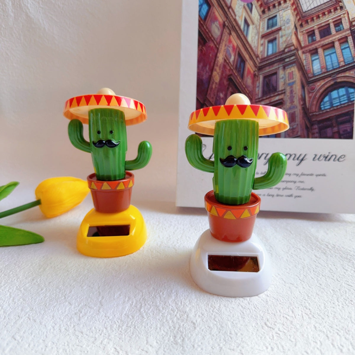 Solar-Powered Cactus Car Decoration Toy