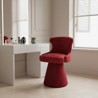 Minimalist Design Swivel Makeup Chair Soft Padded Cushion Upholstered Vanity Stool with Backrest Ergonomic Back Support Upholstered Makeup Stool Scratch Resistant Textile for Nail Salon