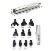 Leather Hole Punch Tool Set Multi-Pronged Interchangeable Hole Punch Tool Knurled for Leathercrafters, Hobbyists, Leathercraft, Belt Making