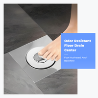 Floor Drain Core Foot Press Operation Shower Fitting Odor Blocking Anti Backflow Design for Plumbers, Garage, Basement, Wet Room