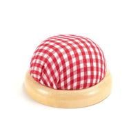 Wooden Base Pin Cushion Plaid Pin Cushion Sewing Accessory for Crafters, Beginners