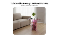 Minimalist Design C-Shaped Side Table Space-Saving Household Furniture Transparent Look Multi-Functional for Apartment Dwellers, Home Workers, Living Room, Bedroom, Small Spaces, Office