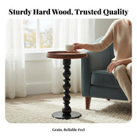 Round Pedestal Side Table Sturdy Wood Pedestal Side Table Vintage Home Styling Furnishing for Apartment Dwellers, Students, Living Room, Bedroom