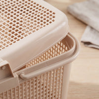 Portable Plastic Shopping Basket with Lid - Thickened Multi-purpose Storage Tote for Groceries, Laundry, or Pet Transport