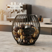 Nordic Coffee Pod Holder opening Top Design Coffee Capsule Storage Basket Large Capacity Metal Wire Capsule Organizer for Kitchen Counter, Office
