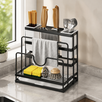 Hygienic Knife Block, Knife and Utensil Holder, Carbon Steel, Modern Countertop Storage, Integrated Block