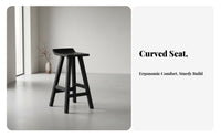 Wabi-Sabi Design Round Top Counter Stool Minimalist Look Bar Seating Built-in Footrest Sturdy Construction for Homeowners, Business Owners, Interior Designers, Restaurant, Cafe, Dining Space, Kitchen Island