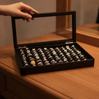 Multi-Slot Band Holder Box with Clear Lid Dust-Proof Band Holder Organizer Box Slim-Profile Jewelry Tray with Clear Lid High-Capacity for Dresser, Countertop