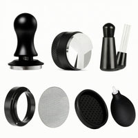 7 Pieces Espresso Accessory Kit Textured Coffee Tamper Distributor Versatile Puck Screen for Baristas