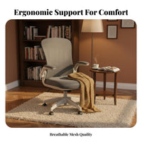 Lumbar Support Ergonomic Computer Chair Adjustable Height Mesh Back Swivel Chair Breathable Backrest Office Furniture Flip-up Armrests for Students, Home Users, Remote Workers, Study Room
