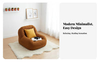 Retro Design Upholstered Cocoon Chair firm-density Foam padding Upholstered Armchair Sturdy Frame Single Sofa Textured Fabric for Young Adults, Apartment Dwellers, Book Lovers, Living Room, Bedroom, perusing corner