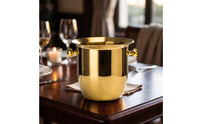 Ice Bucket Gold Ice Container Bucket with Handles Stainless Steel Beverage Chiller for Restaurant