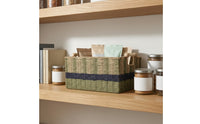 Woven Paper Rope Storage Basket Handmade Storage Basket with Handles Sturdy for Countertop, Kitchen