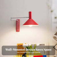 Minimalist Adjustable Swing Arm Wall Lamp Rotatable Head Swing Arm Wall Lamp Space Saving Adjustable Bedside Light Long-Lasting Metal Construction for Design Enthusiasts, Homeowners, Professionals, Bedroom, Study Room, Home Office, Corridor