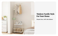 Double Layer Coat Stand Rolling Storage Basket Space Saving for Entryway