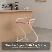 Minimalist Design Z-Frame High Seat Retro Aesthetic Bar Stool Integrated Footrest Counter Chair Low Backrest for Cafe Owners, Homeowners, Adults, Kitchen Island, Cafeteria, Dining Room, Office