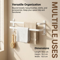 Metal Towel Bar and Wall Mounted Washroom Organizer, Multi-Layer Rack Bathroom with No-Drill Installation