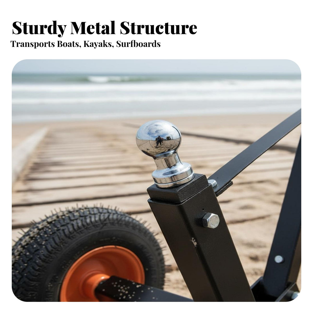 Kayak Transport Cart Multi-Terrain Kayak Trolley Cart Heavy-Duty Construction Canoe Trolley for Kayakers, Outdoor Enthusiasts, Beach, Riverside