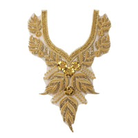 Beaded Applique with Rhinestones Handmade V-Neck Collar Applique DIY