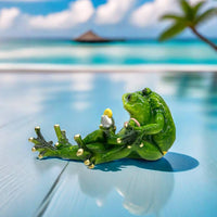 Bikini Frog Statue Novelty Gift Frog Couple Figurine Relaxing Frogs Sculpture Collectible House Decoration Romantic Theme