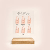 Nail Shape Guide Acrylic Nail Shape Chart Manicure Reference Guide Self-Standing Display Board with Holder Compact