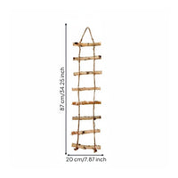 Handmade Look Wooden Ladder Decor Farmhouse Design Rustic Wood Wall Hanging Jute Rope for Flower Shop, Garden, Patio