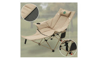 Collapsible Folding Lounge Chair with Cup Holder High-Back Reclining Camp Chair with Headrest Foldable Recliner Supportive for Backyard