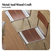 Nordic aesthetic Wood and Metal Side Chair Japanese Aesthetic Seating Furniture Retro Inspired Minimalist Design for Interior Decorators, Business Owners, Dining Room, Restaurant, Kitchen, Bedroom