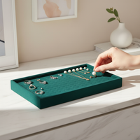 Dark Green Velvet Jewelry Display Tray for Necklaces, Rings, Bracelets, Earrings, and Pendants