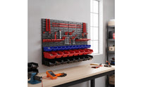 Customizable Pegboard Organizer with Bins Heavy-Duty Tool Organizer Board Sturdy Storage Rack with Tool Holders Sturdy for DIYers, Mechanics, Workshop, Garage