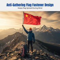 Outdoor China Flag, Telescopic Stainless Steel Handheld Flagpole, Waterproof Emblem for Hiking, Activities