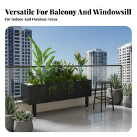 Balcony Planter Trough Indoor Outdoor Use Metal Planter Box Resistant Windowsill Flower Container for Patio