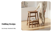 Two-Way-Purpose Solid Wood Ladder Stool Space-Saving Solid Wood Step Ladder Stable & Secure Wooden Folding Step Stool High Load Capacity for Homeowners, Seniors, Kitchen, Living Room, Closet, Library