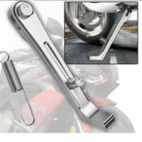 Aluminum Alloy Motorcycle Side Stand with Spring CNC-Machined Motorcycle Kickstand Spring Short Silver for Motorcyclists, Riders, Custom Builds